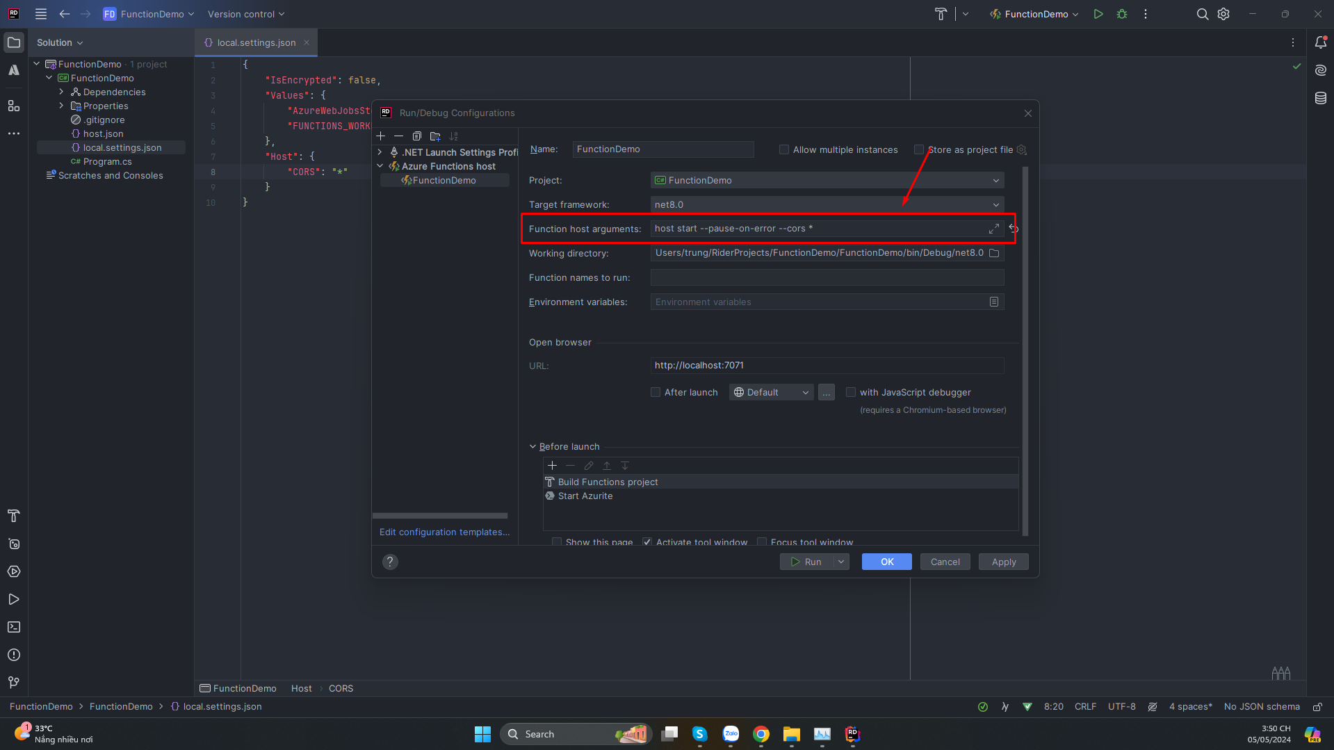 CORS value passed via build/run arguments
