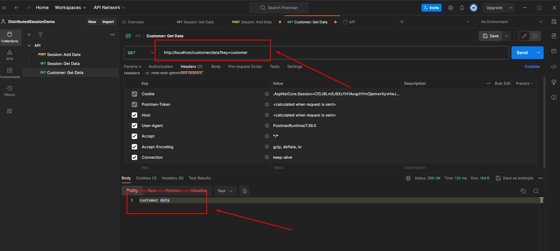 Testing session flow with Postman and Redis